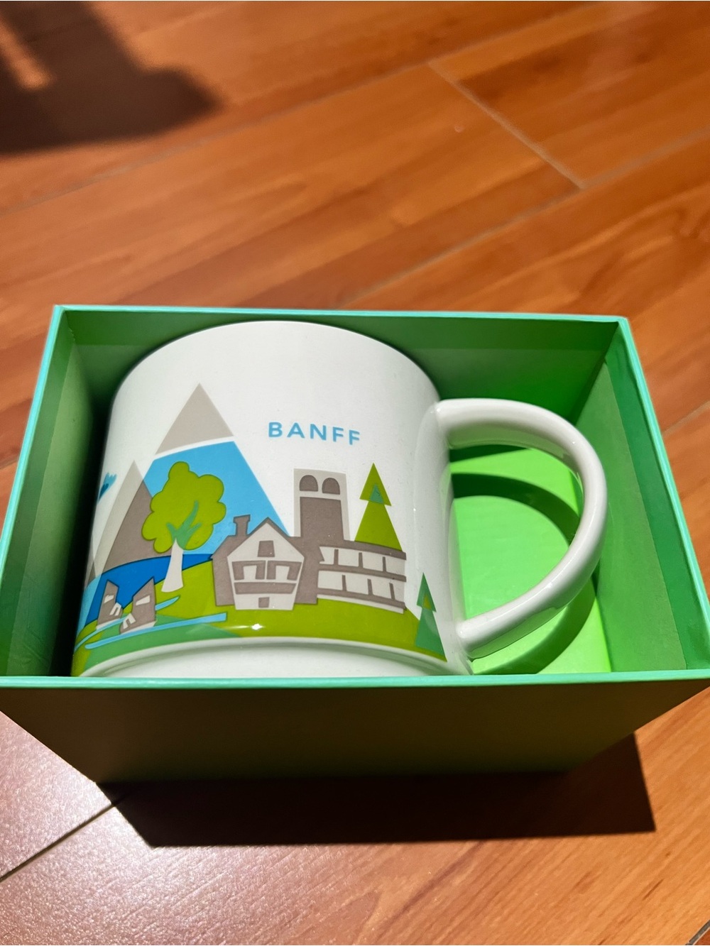 Starbucks Banff Scenic Mug - White, Green, Blue